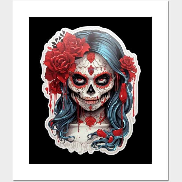 Muerta Calaca Calavera Day of the Dead Wall Art by Nightarcade